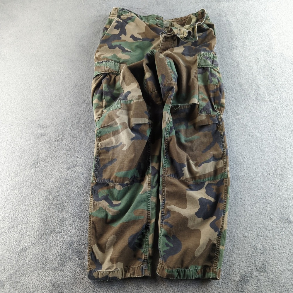 Vintage 90s US Military Pants Mens 29x30 Woodland Camo BDU Combat Cargo‎ Ripstop
